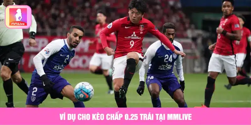Ví dụ cho kèo chấp 0.25 trái tại MMLive